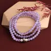 Pulsera Colgante de Cristal Morado Lavanda Natural de 108 Cuentas Plata de Ley S925 Pulsera Central Giratoria