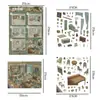 Adesivos de Paisagem Gilded Light Private Pavilion com Microtinta PET 3D Cena em Miniatura DIY Desenho Animado Infantil Adesivos para Diário Alívio de Estresse