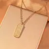 Collar colgante rectangular de acero inoxidable con relieve tridimensional, estilo minimalista, accesorio de cadena para el cuello decorativo versátil unisex, cadena para la clavícula