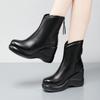 Botines de Cuña al por Mayor Transfronterizo para Mujer Botas de Otoño para Mujer 2024 Invierno Terciopelo Cremallera Trasera Tacón Alto Suela Gruesa Zapatos de Algodón