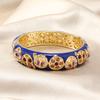 Pulsera abierta de doble capa chapada en oro con cloisonné vintage, joyería antigua de moda, pulsera redonda antigua de cloisonné