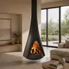 Chimenea Calefactora UFO de Leña y Gas Natural Colgante, Chimenea Artística de Atomización de Alcohol y Gotas de Agua Electrónicas Colgante