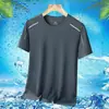 Camiseta de Seda de Hielo para Hombre de Manga Corta de Verano Malla Fina Transpirable Ropa Superior para Exteriores Tallas Grandes Fitness Ropa de Secado Rápido