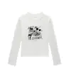 Camiseta negra de cuello redondo y manga larga para mujer, nuevo estilo primavera/otoño, marca trendy americana, estampado de letras, corte ajustado, top versátil