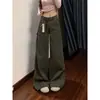 145 Talla Pequeña Verde Militar Americano Pierna Recta Ropa de Trabajo Jeans de Mezclilla Mujer Sueltos Adelgazantes Cintura Alta Casual Pantalones de Pierna Ancha