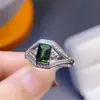 Anillo de Plata Esterlina S925 Turmalina Natural Moda Elegante Diseño Nicho Anillo Rectangular 5*7mm Venta al por Mayor