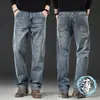 Jeans casuales de corte recto y ajuste holgado para hombre de otoño, pantalones de pierna ancha nuevos para hombre 2026, nuevo estilo de otoño