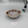 Plato Hondo de Cerámica Estilo Bohemio Bajo Esmalte Hogareño para Hot Pot Tazón de Condimentos Plato para Vinagre de Empanadillas Tazón de Condimentos para Salsa de Soja