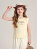 Pudding Camiseta Regata Casual com Estampa de Carta de Menina Haru 2025 Novo Verão Infantil Confortável Moda Sem Mangas