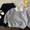 Sudadera para Niños Bangcheng 2026 Otoño Nueva Holgada Rayada Camisa POLO para Niños Cuello Solapa Jersey Venta al por Mayor