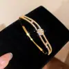 Moda Transfronteriza Europea y Americana Forma de Serpiente de Circonita Pulsera Geométrica Lujo Ligero Sensación de Alta Gama Pulsera Diseño de Nicho Joyería de Mano de Moda para Mujeres