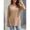 Nova Coleção Outono/Inverno 2026 Roupas Femininas Europeias e Americanas Transfronteiriças Cor Sólida Casual Solta Gola Redonda Bainha Curva Alta-Baixa Top para Mulheres