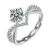 Anillo de diamantes de platino con alto contenido de carbono, conjunto de seis garras clásico europeo y americano, propuesta de fábrica, venta directa de fábrica, 2023