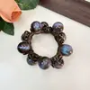 Pulsera de Banda de Cuero Estilo Coreano Doble Propósito Anillo para el Cabello de Cristal Simple Distintivo Ins Celebridad de Internet Estilo Mori Novia Mujeres Cola de Caballo Banda de Cuero