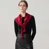 Xale Triângulo de Tricô com Pompom de Cashmere Vazado Cachecol Feminino Outono Inverno Quente Doce Cachecol de Pescoço Estilo College