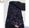 Encaje Francés Retro Totalmente Plisado Bordado con Rosas Tela de Encaje con Lentejuelas para Novia