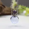 Colar com Pingente de Garrafa de Vidro com Flor Seca, Bola Transparente Oca Fresca e Simples, Colar de Aço Titânio DIY, Pingente de Garrafa dos Desejos