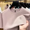 Camiseta de Manga Corta de Seda de Hielo para Hombre, Cuello Redondo, Nuevo Estilo de Verano, Camiseta de Color Sólido, Top Casual de Moda, Camiseta Interior