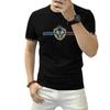 Camiseta con letras de águila roja en línea de verano 2023, moda para hombre, personalidad, perforación en caliente, productos europeos, puños roscados de manga corta ajustados