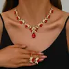 Punto de Venta al por Mayor Vestido de Boda con Collar para Clavícula y Aretes de Joyería para Novia Set de Dos Piezas Juego de Joyería de Aleación para Mujer