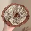 Elástico de Cabelo de Renda Estilo Coreano para Rabo de Cavalo, Scrunchie Grande, Elástico para Coque, Acessório de Cabelo de Luxo para Meninas