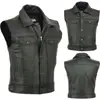 Colete de Desejo Amazon Transfronteiriço Zíper Botão Excelente Motocicleta Motocicleta Casual Colete de Couro para Homens