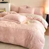 Juego de Cuatro Piezas de Terciopelo de Leche Tallado Extra Grueso Grado Madre y Bebé A Otoño e Invierno Ropa de Cama Cálida de Pelo de Conejo Juego de Tres/Cuatro Piezas