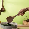 Pala de Madera Madera de Ala de Pollo Mango Largo Pala de Cocina Antiadherente Sin Pintura Sin Cera Cuchara para el Hogar Espátula de Madera Maciza Juego de Utensilios de Cocina
