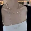 Collar de Perlas de Vidrio con Cuentas de Estilo Francés para Mujer, Cadena para Suéter de Forma Irregular, Collar en Capas de Lujo Ligero de Alta Gama