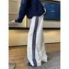 Pantalones deportivos casuales de retazos a rayas estilo americano para hombre, pantalones rectos casuales deportivos de otoño, pantalones holgados de pierna ancha, modernos y elegantes