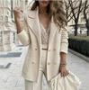 Moda Femenina Europea y Americana Nueva Primavera/Verano Amazon Top Corto Casual de Punto Chaqueta Larga Abrigo