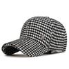 Gorra de béisbol de estilo coreano para otoño e invierno, pata de gallo, diamantes brillantes, letras, para mujer, combinable, cuadros, dos capas de algodón, cálida, transfronteriza