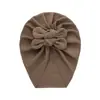 Gorro de punto liso para bebé transfronterizo con doble lazo, Gorro para bebé estilo indio, Gorro suave de algodón acanalado para bebé, Estilo Ins