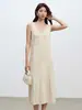 Vestido de Tricô de Linho Estilo Resort para Mulheres, Vestido de Alça Jacquard com Decote V, Novo Vestido Longo de Tencel para Mulheres de Outono Inicial 26
