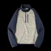 Chamarra de punto unisex para otoño e invierno, con medio cierre de cremallera y forro polar, sudadera cálida de borrego, prenda exterior versátil