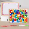 Blocos de Construção de Corda com Letras para Bebês de 3-6 Anos Quadro de Desenho Dupla Face Feito à Mão Brinquedos Educacionais de Alfabetização Árabe