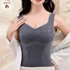 Colete Quente com Forro de Fleece para Mulheres com Almofada no Peito Roupa Íntima de Veludo Outono e Inverno Decote Baixo Base Forrada com Algodão Grosso Top