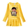 2023 estilo coreano desenho animado primavera e outono novas roupas infantis meninas gola redonda vestido de algodão plissado estilo ocidental saia de bebê