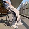 Calças casuais de contraste de costura de verão cortadas na moda estilo de Hong Kong soltas calças de perna reta calças esportivas de cordão de perna de adolescente