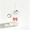 Taza redonda rayada divertida, vidrio simple de borosilicato alto, taza linda de gran capacidad, taza de café y leche para el hogar moderna y simple