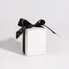 Caja de Dulces Rectangular Blanca Vacía Estilo Europeo con Cinta, Caja de Empaque para Regalo Pequeño de Fiesta Cumpleaños con Moño