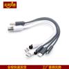 Una línea de carga de tres en uno de 22 cm y 30 cm tipo micro USB C para teléfono móvil Apple Huawei carga rápida
