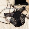 Calcinha Sexy Renda Estampa Leopardo Bell para Mulheres 10A Forro Antibacteriano Puro Desejo Malha Respirável Vazada 15cm de Entreperna