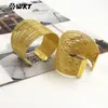 Wt-Jf356 Pulsera Brazalete Grande Abierta con Forma de Alambre Dorado Texturizado Personalizado de Latón Joyería Vintage para Niñas