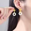 Pendientes de Plata de Ley S925 con Hebilla de Paz y el Carácter '' para Mujer, Nuevo Estilo Chino, Estilo Nacional de Alta Gama, Pendientes de Calcedonia Natural, Venta al por Mayor de Joyería