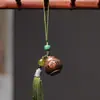 Sândalo verde oco esculpido gato da sorte Lótus cabaça paisagem pingente sachê difusor ornamento pingente de chaveiro