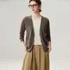Suéter de Cachemira con Cuello en V de Color Contrastante Temperamental para Mujer Otoño Invierno Falso Dos Piezas Estilo Perezoso Suave Jersey Capa Interior Abrigo Jersey