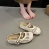 Estación Europea 2026 Verano Nuevas Sandalias Casuales Versátiles de Suela Gruesa, Medias Zapatillas, Tejidas Huecas, Transpirables, de Punta Cerrada, que Aumentan la Altura