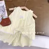 Novo Conjunto de Roupa de Verão para Meninas, Top Listrado Estiloso e Shorts Finos de Verão para Bebês, Qualidade de Exportação