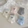 Meias com Laço para Mulheres, Meias Curtas Respiráveis de Malha Fina para Primavera e Verão, Meias Doces com Barra Bolha, Meias Curtas Coloridas Sem Costura